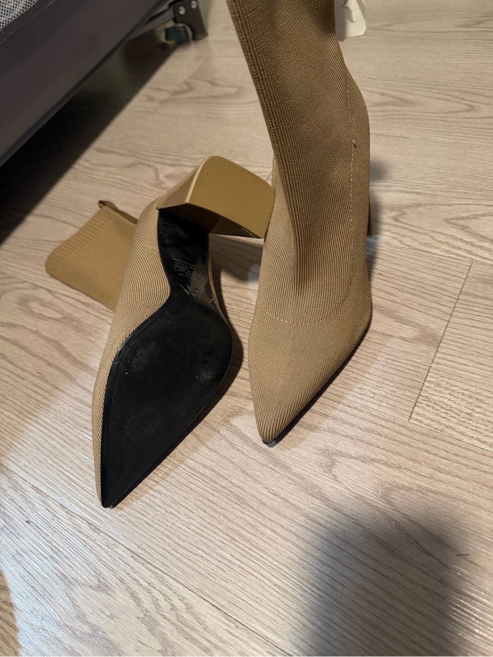 Zara Pointed Sock Ankle Boots in Tan Brown